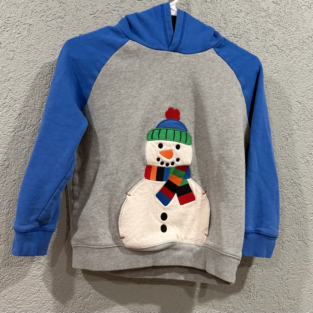 Gymboree Gray and Blue Snowman Hoodie